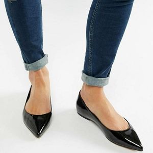Asos Black Patent Flats US 11 UK 9
